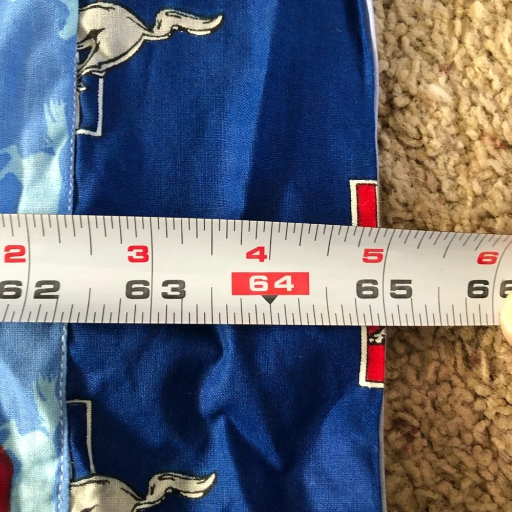 Mustang 1965 Homemade Coverlet Matching Pillow Blue Horse Car Logo